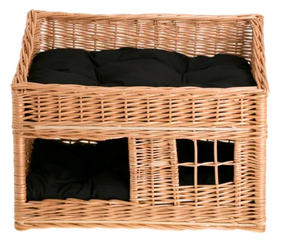 Produktbild von Rechteckige Katzenhütte in Naturfarbe Katzenkorb aus Weide 56X36 H32/42 CM
