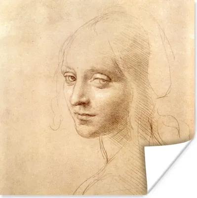 Produktbild von MuchoWow® Poster Skizze - Leonardo da Vinci 30x30 cm - Wandposter - Printing