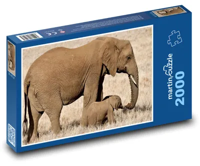 Produktbild von Puzzle 2000 Elefanten der afrikanischen Savanne – Kalb, Afrika - martinpuzzle