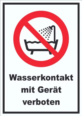Produktbild von Wasserkontakt mit Gerät verboten Aufkleber A8 (52x74mm)
