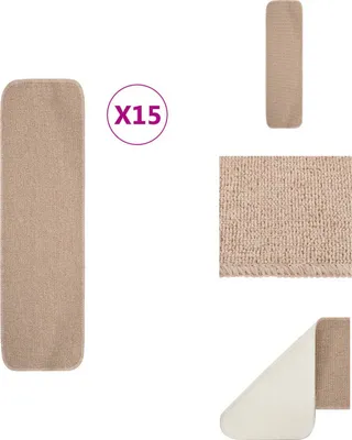 Produktbild von vidaXL Antirutsch Stufenmatten 15 Stk. 75x20 cm Beige Rechteckig -  Stufenteppiche