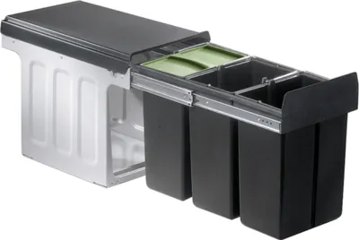 Produktbild von WESCO Profiline TRIO 30DT Abfallsorter (3x8 Liter) Oriongrau ab 30 cm Schrankbreite