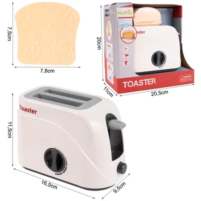 Image de MalPlay Jouet grille-pain avec toasts pop-up, jeu de rôle électroménager, set de 2 toasts, enfants de 3 ans et plus