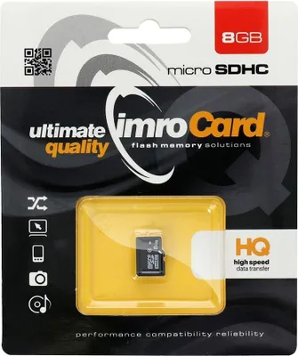 Obrázek produktu pro IMRO MicroSDHC/8G, 8 GB, MicroSDHC, Třída 10, UHS-I, Class 1 (U1), Černá