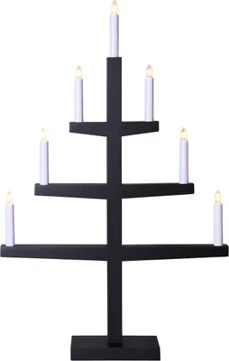 Image de Lustre 'Tripp', 7 flammes, chêne, noir