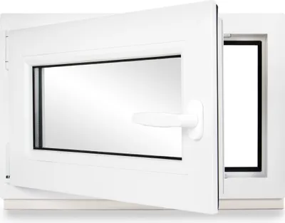 Produktbild von Kellerfenster Kunststoff weiß Dreh-Kipp 70x40 cm(BxH) DIN Links 2 -fach Glas Dichtung Schwarz