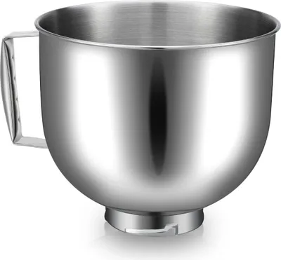 Produktbild von Edelstahl Rührschüssel für KitchenAid Cassic 4.5Q & Artisan 5QT-Serie Edelstahlschüssel mit Griff,Ersatz Mixer Zubehör,Spülmaschinenfest