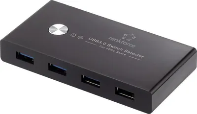 Obrázek produktu pro Renkforce RF-SHB-200 4 Port USB 3.0-Umschalter + Hub Schwarz (RF-4474114)