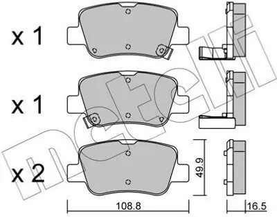 Produktbild von METELLI Bremsbeläge Satz Hinten Bremsklötze für TOYOTA AVENSIS Station Wagon (ZRT27, ADT27) 22-0881-0