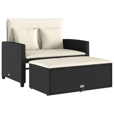 Immagine prodotto di Divano da Giardino con Cuscini a 2 Posti Nero in Polyrattan