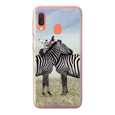 Produktbild von MuchoWow® Handyhülle Schutzhülle Hülle für Samsung Galaxy A20e Zebras - Gras - Schwarz - Weiß Silikon Softcase Handy Hülle - Abdeckung