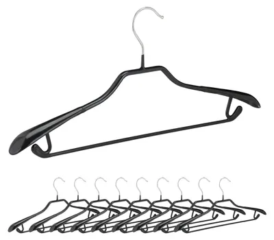 Anzug-Kleiderbügel, 10er Set, Metall, schwarz, 44 cm