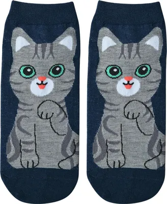 Produktbild von Clayre & Eef Lustige Socken one size Blau Polyester Katze