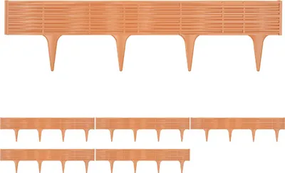 Image de DEUBA® Bordure de jardin plastique 3,90m résistante intempéries UV piquet terre parterre plate-bande délimitation design clôture prairie terre cuite