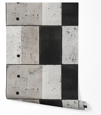 Produktbild von Selbstklebende Tapete Möbelfolie Beton Fliesenoptik Schwarz Weiß Modern Industrie Design Wandtapete Küche Wohnzimmer Flur Schlafzimmer Loft Stil 2,5m x 0,5m