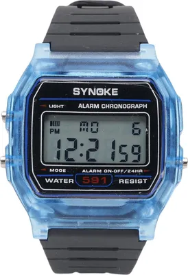 Produktbild von Digitale Sportuhr, wasserdicht, LED-Hintergrundbeleuchtung, Chronograph, Alarm, Dualzeit, Kalender, Stoppuhr, polygonal, für Jugendliche, schwarz-blau