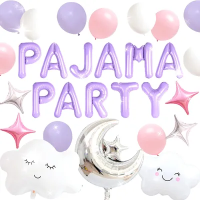Pyjama-Party-Ballonset mit Mond & Sternen für Mädchen