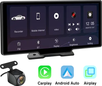 Produktbild von 10.26" 1600*600 HD prenosné bezdrôtové autorádio CarPlay Android Auto + kamera Bluetooth dotykový displej GPS FM BT s SD kartou USB rýchle nabíjanie