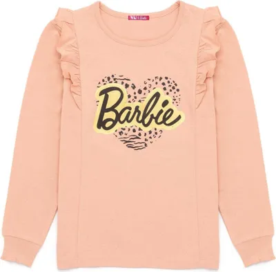 Produktbild von Barbie - Oberteil Rüschen für Mädchen NS6697 (104) (Pfirsich/Schwarz/Gold)