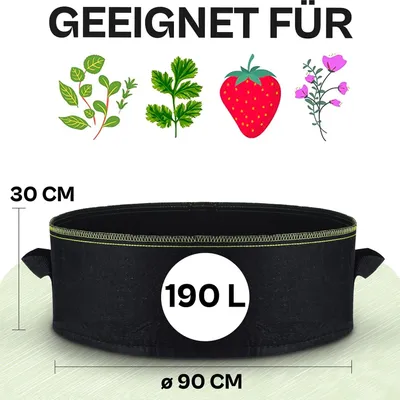 Produktbild von Hochbeet Pflanzsack 190L aus Vliesstoff mit Schilder zum Beschriften