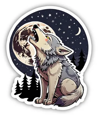 Produktbild von Wolf mit Mond Aufkleber für Fahrzeuge