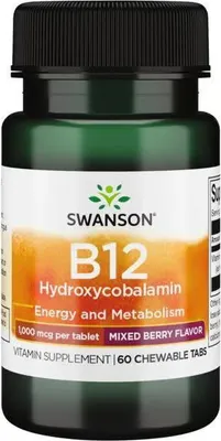 Produktbild von Vitamin B-12 Hydroxycobalamin 1000 mcg 60 Kautabletten Swanson Health Products