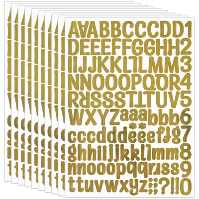 Glitter-Buchstabenaufkleber, 1260 Stück, 25 mm, Gold