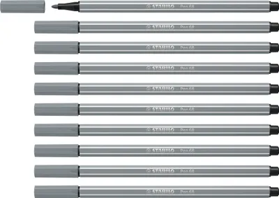Produktbild von Premium-Filzstift - STABILO Pen 68 - 10er Pack - mittelgrau