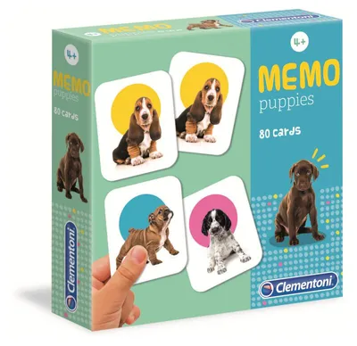 Image de Clementoni 18078 Memory Memo Puppis Motifs d'animaux chiens, chats, tigres, 80 cartes, 40 paires de cartes