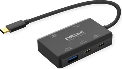 Produktbild von ROLINE USB 3.2 Gen 2 Hub, 4fach (2x USB-A + 2x USB-C), PD, Typ C Anschlusskabel