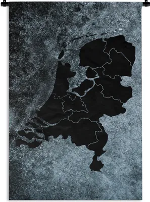 Produktbild von MuchoWow® Wandteppich Wandbehang Karte - Niederlande - Grau 90x135 cm Tapisserie Dekoration Wandtuch - Baumwolle - Wandskulptur