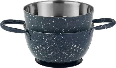 Image de Passoire avec bol MagicHome, 15,5 cm, avec poignée, trous ronds, inox, set de 2 pcs