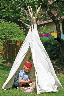 Produktbild von Eduplay Tipi Zelt weiß - Spielzelt für Kinder - Baumwolle - 165 cm