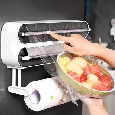 Produktbild von Frischhaltefolienspender 3-in-1, mit Schneider, magnetisch, Wandrollenhalter, für Küche