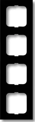 Image de Cadre de recouvrement Busch-Jaeger, série Future Linear, pour 4 modules, noir mat, en thermoplastique, adaptable horizontalement et verticalement, 1 pièce.