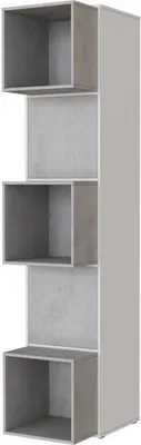 Produktbild von SMARTBett Standregal, Würfelregal  für Wohnzimmer, Kinderzimmer, Schlafzimmer und Büro |  Regal Weiss + 2 Türen und 3 Würfel Beton