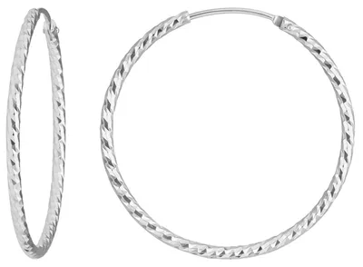 Paar-Ohrringe-Creolen-rund-diamantiert-aus-925-Silber-30x1-8mm