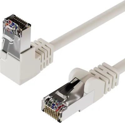 Produktbild von Patchkabel cat 6 S/FTP PIMF Winkel-gerade weiß 1m