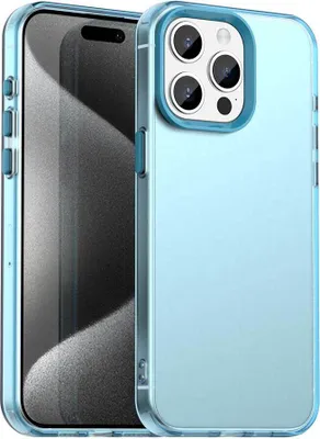 Produktbild von Handyhülle für iPhone 15 Pro Max Schlank Durchscheinend Matt Stoßfest Schutzhülle Blau