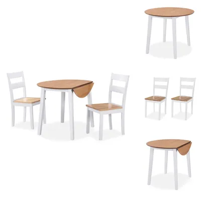 Obrázok produktu pre vidaXL Jedálenský set 3-dielny z MDF a kaučukového dreva biely - Jedálenské súpravy
