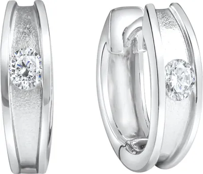 Produktbild von V Klappcreolen 925/- Sterling Silber 1,3cm weiß Zirkonia weiß 274210103
