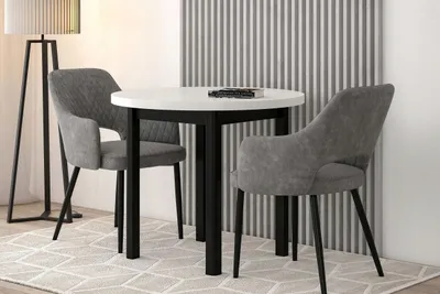 Obrázek produktu pro Kulatý jídelní stůl 90 cm LIRIDON - bílý / černý
