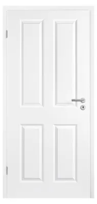 Produktbild von Türenset Elegance 04 Weißlack RAL 9010 - Türblatt, Zarge, Drückergarnitur