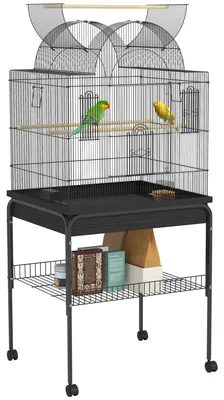 Produktbild von Vogelkäfig - Wellensittichkäfig - Kanarienvogelkäfig - Papageienkäfig - Voliere - Stahlkäfig - Rollen mit Bremsen