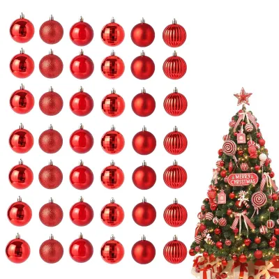Weihnachtskugeln 42er Set rot, Kunststoff, 3 cm