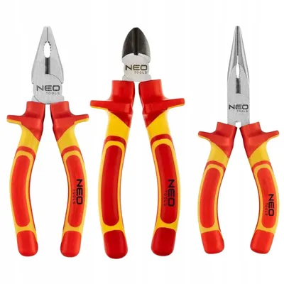 Zdjęcie produktu dla NEO TOOLS 3-częściowy zestaw szczypiec dla elektryków 1000 V - Szczypce uniwersalne 160 mm - Szczypce tnące boczne 160 mm