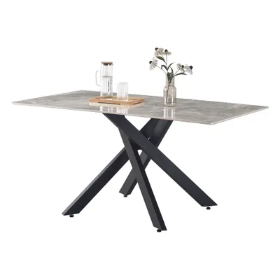 Obrázok produktu pre Kondela Jedálenský stôl Zenos 160x90 cm - svetlosivý mramor / čierna
