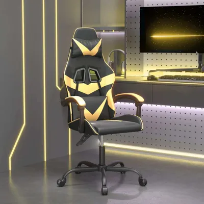 Produktbild von Möbel Gaming-Stuhl Schwarz und Golden Kunstleder - Bürostühle 3143844
