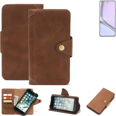 Produktbild von K-S-Trade Handyhülle kompatibel mit Realme 12 Lite Schutz Hülle Walletcase Bookstyle Tasche Case Handytasche Wallet Flipcase Cover PolyurethanBraun (1x)