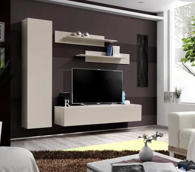 Produktbild von Anbauwand Wohnwand FLY G Cashmere mit Led Beleuchtung und Push-Click
